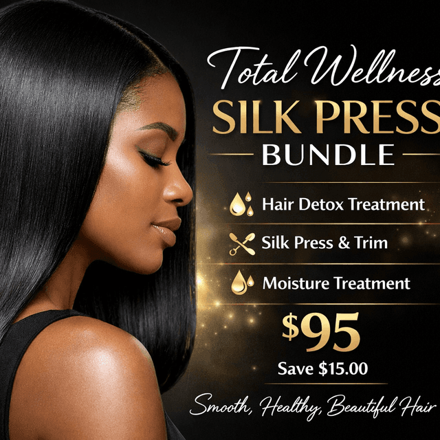 Total Wellness Silk Press Bundle at Studio Blu in Greenville, NC